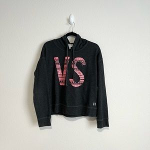 Victorias Secret Holiday, Snowflake, Logo, Dark Grey and Pink Hoodie, Size Large